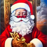 santa claus acrylic painting, award winning art, trending, by Salvador Dali, in a symbolic and meaningful style, insanely detailed and intricate, hypermaximalist, elegant, ornate, hyper realistic, super detailed