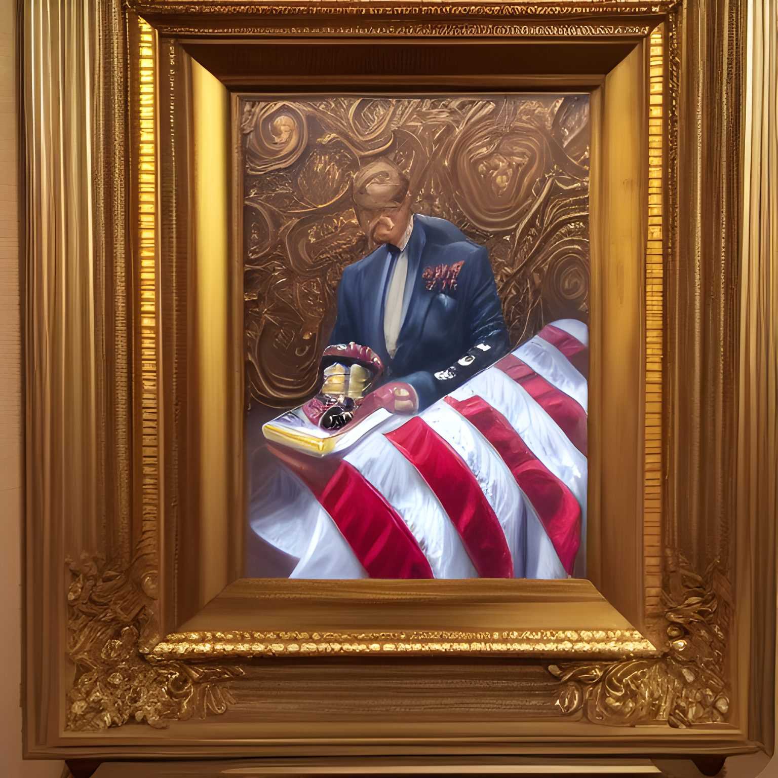 President oil painting, award winning, in a symbolic and meaningful style, insanely detailed and intricate, hypermaximalist, elegant, ornate, hyper realistic, super detailed