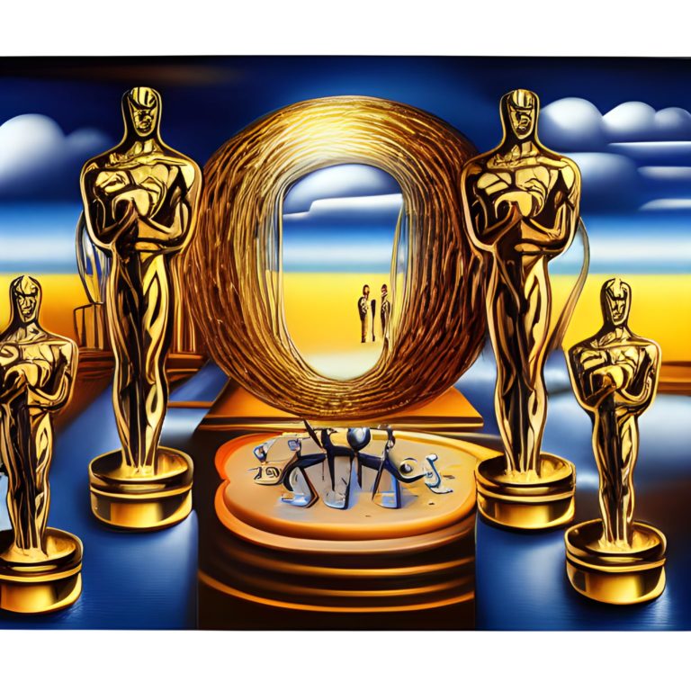 oscar awards acrylic painting, award winning art, trending, by Salvador Dali, in a symbolic and meaningful style, insanely detailed and intricate, hypermaximalist, elegant, ornate, hyper realistic, super detailed
