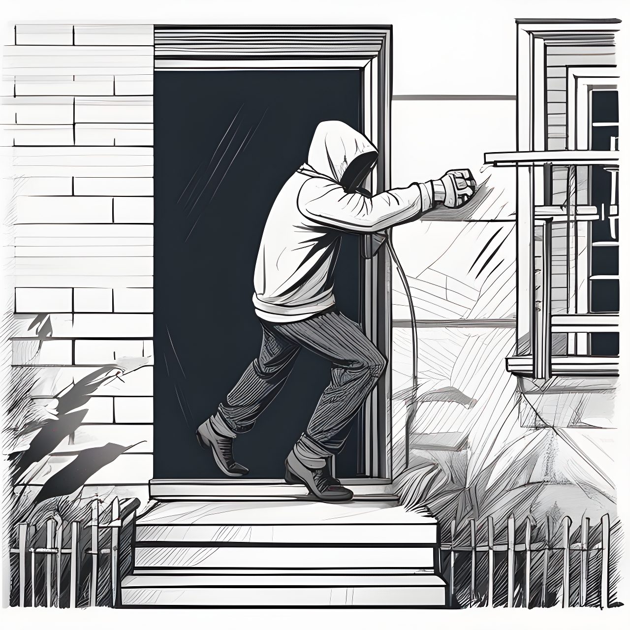 διάρρηξη σπιτιού ονειροκρίτης burglar breaking to a house artistic drawing, trending on artstation
